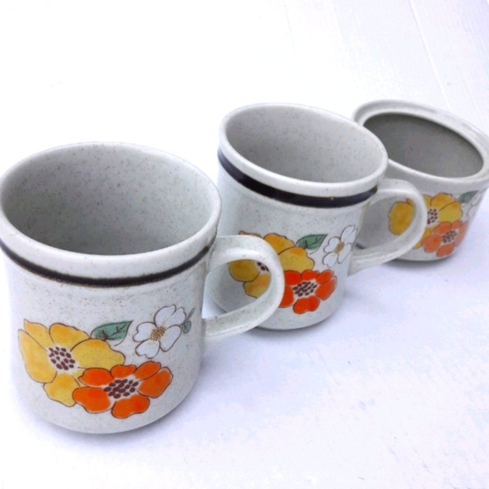 Haniwa Stone Ware Vintage Mugs and Bowl